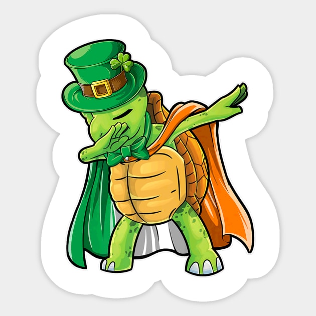 Dabbing Turtle St Patricks Day Boys Leprechaun Irish Sticker by Macy XenomorphQueen